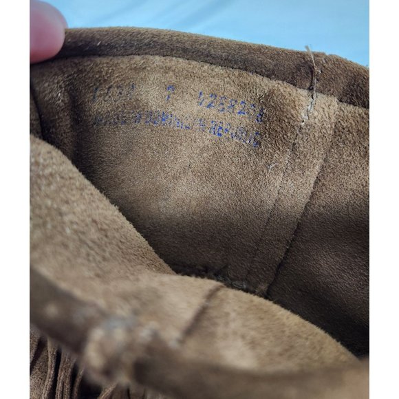 Minnetonka Women's Sz. 7 3 Layer Brown Fringe Leather Mid Calf Boots - Picture 4 of 7